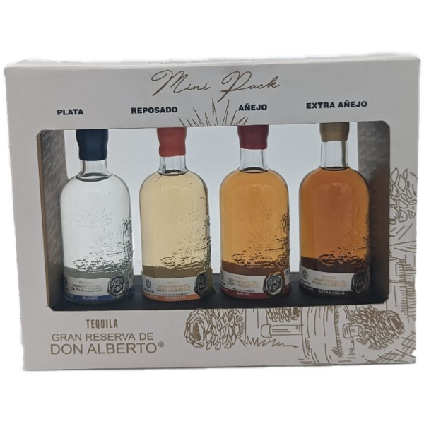 Don Alberto 50ml 4 pack Gift Set. Blanco, Repo,  Anejo & EXAnejo Tequila - Liquor Bar Delivery