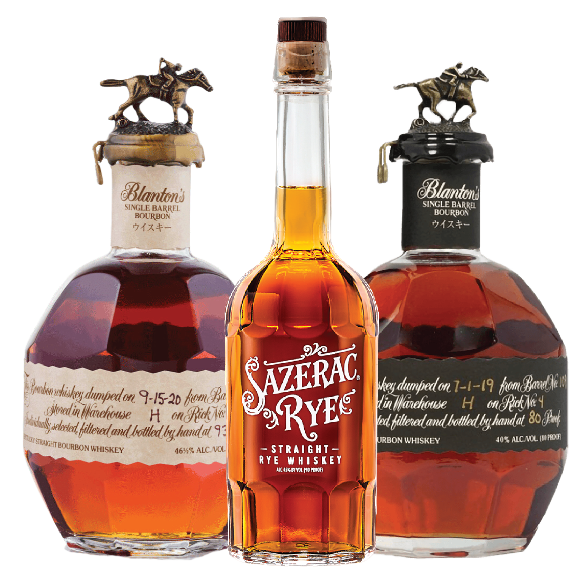 Blanton's Red Edition Bourbon, Blanton's Single Barrel Black Label, Sazerac Rye Whiskey Package - Liquor Bar Delivery