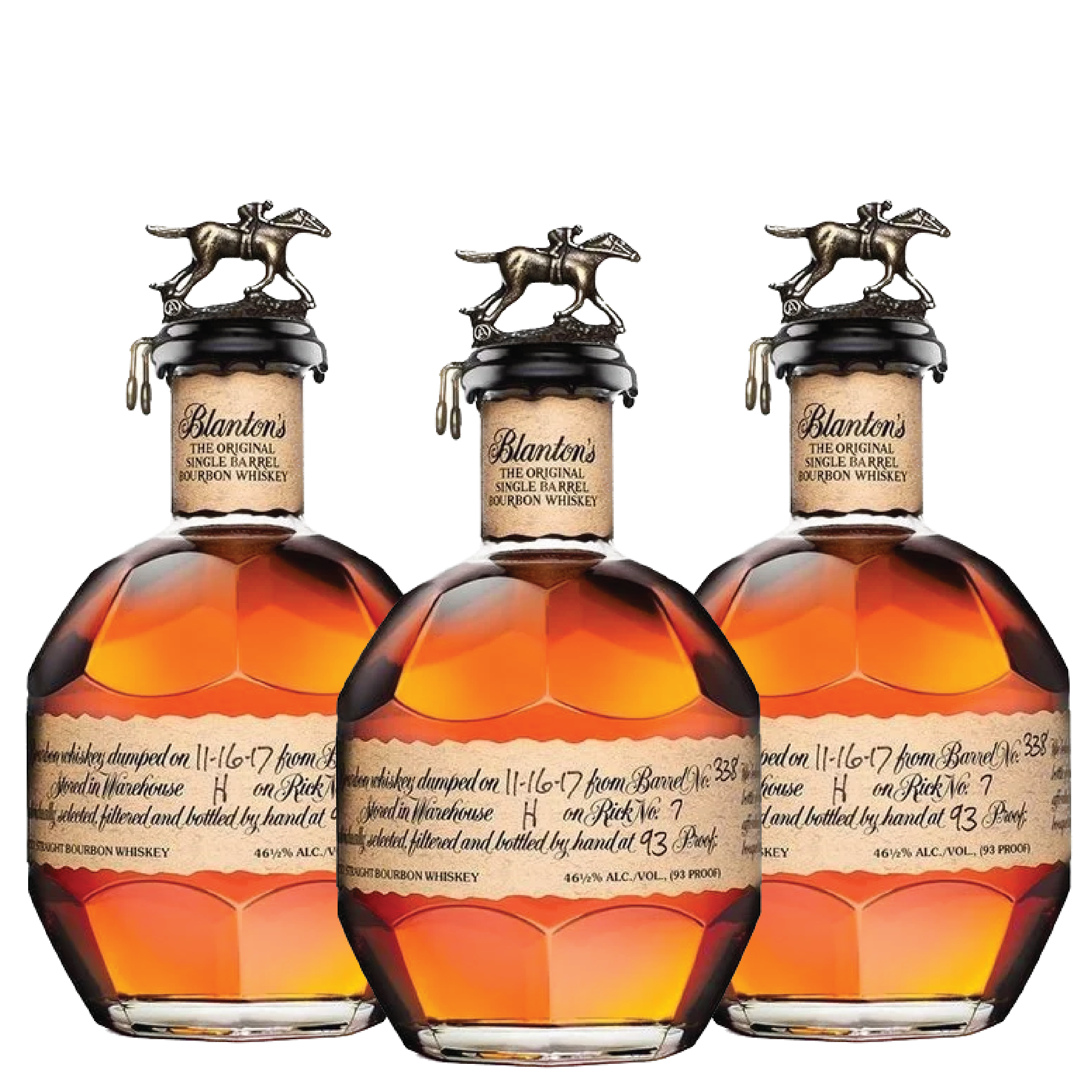 3 BOTTLES OF BLANTON'S SINGLE BARREL BOURBON BUNDLE - 750ML - Liquor Bar Delivery