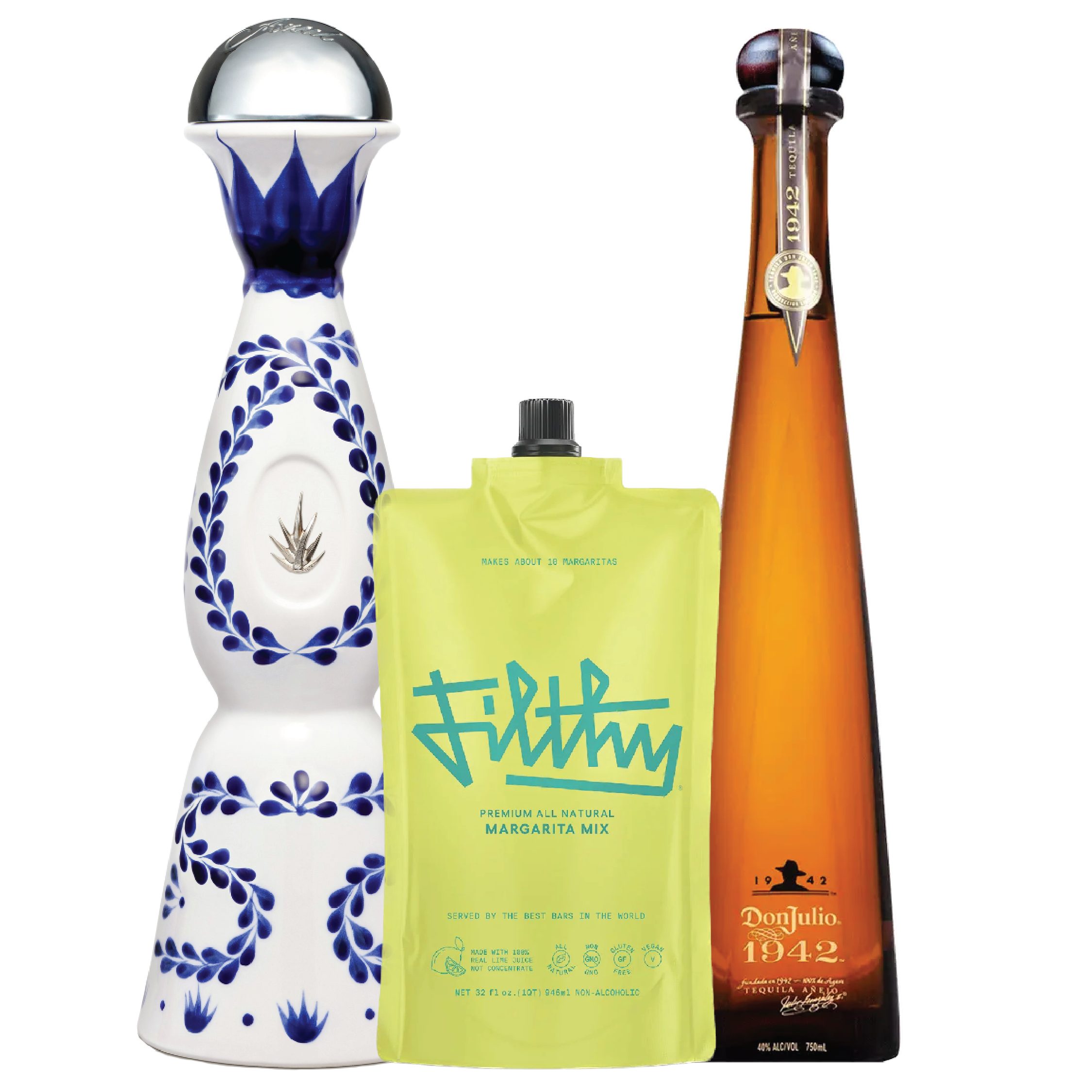 Clase Azul Tequila Reposado, Don Julio 1942 Anejo Tequila, Filthy Foods Margarita Mix Bundle