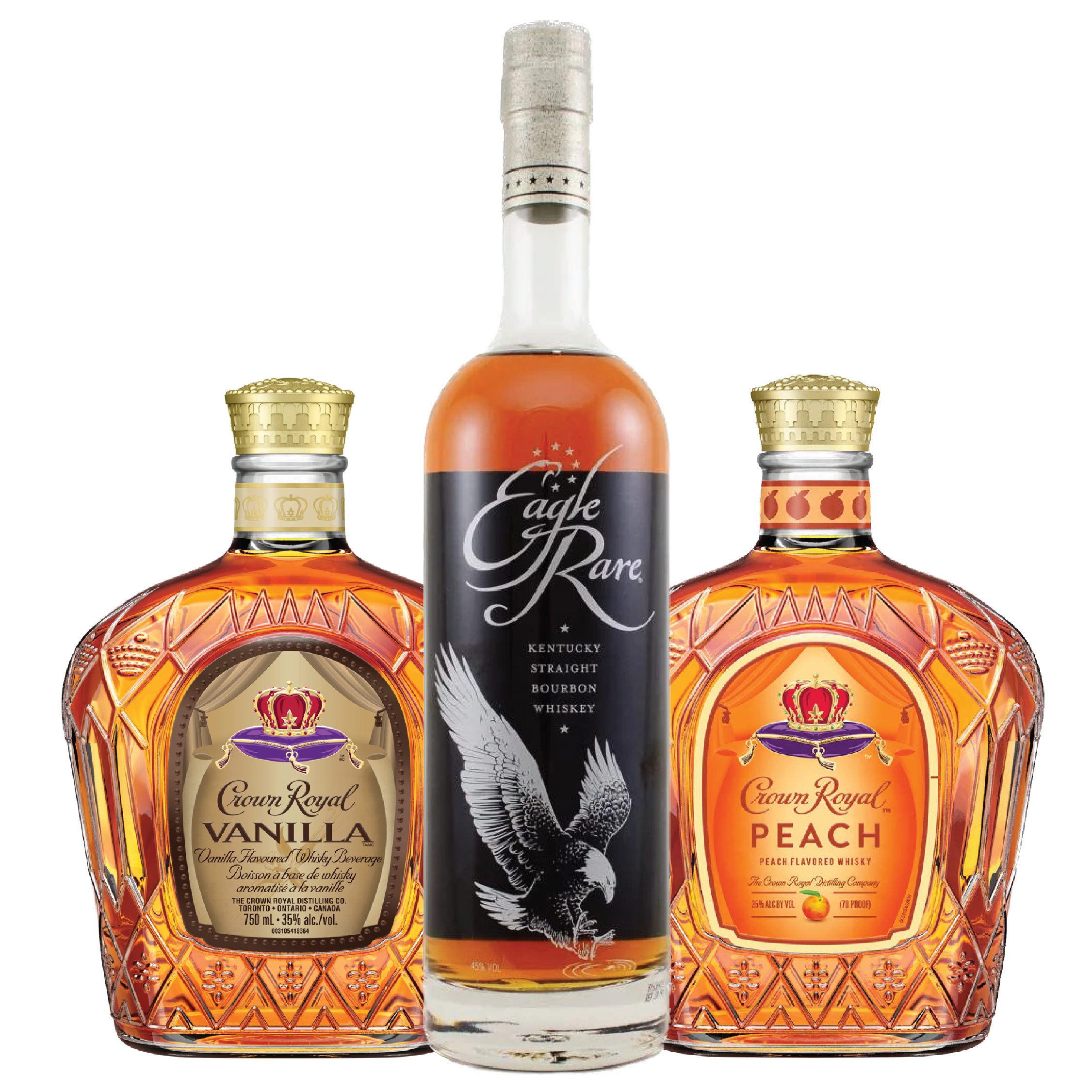 Eagle Rare, Crown Royal Vanilla, and Crown Royal Peach Bundle - Liquor Bar Delivery