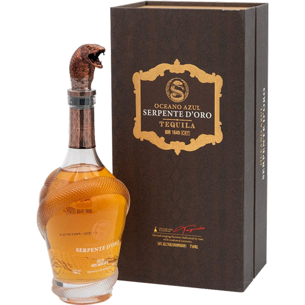 Oceano Azul Serpente D'ORO Anejo Tequila 50% ALC - Liquor Bar Delivery