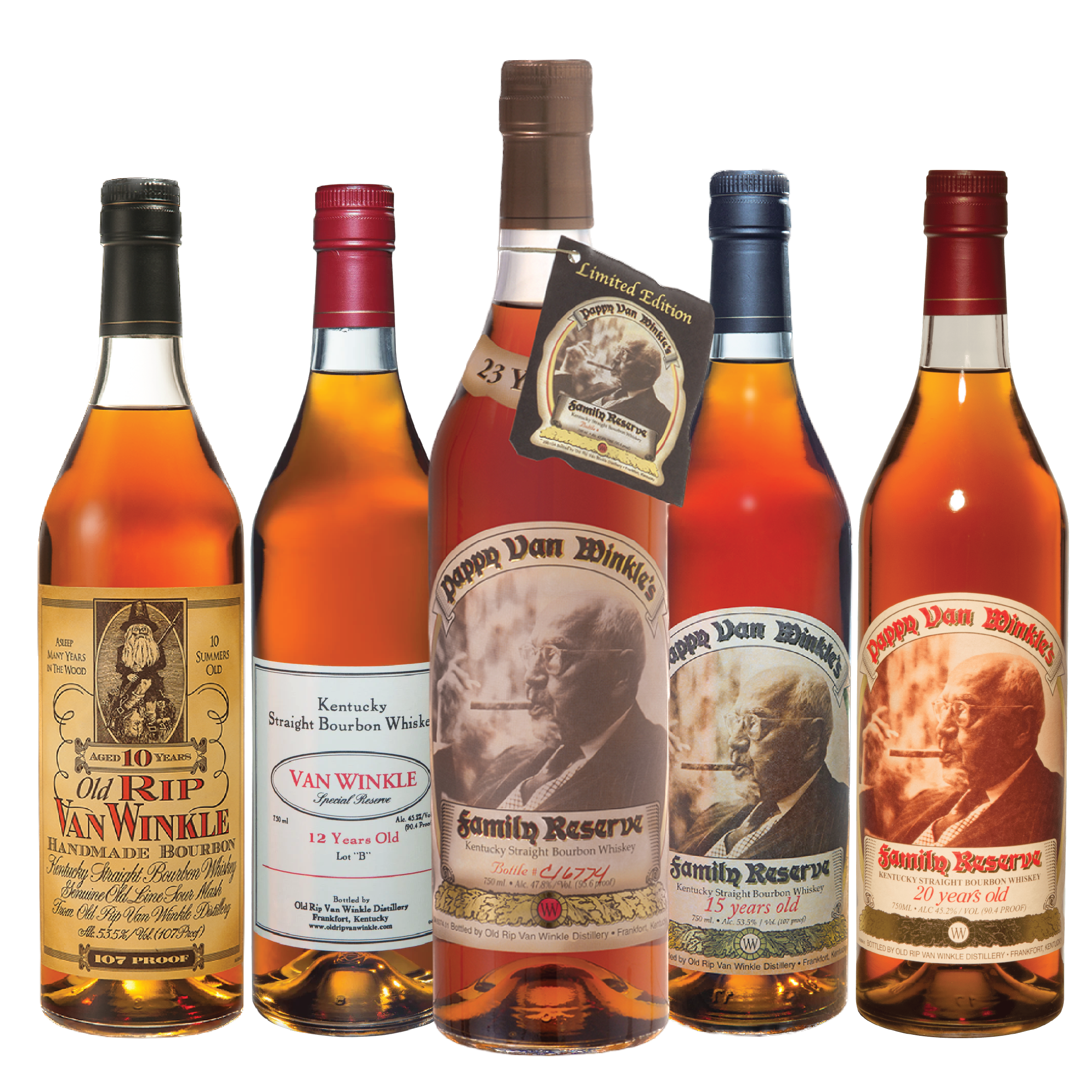 Pappy Van Winkle 23 Year, 20 Year, 15 Year, 12 Year & 10 Year Package - Liquor Bar Delivery