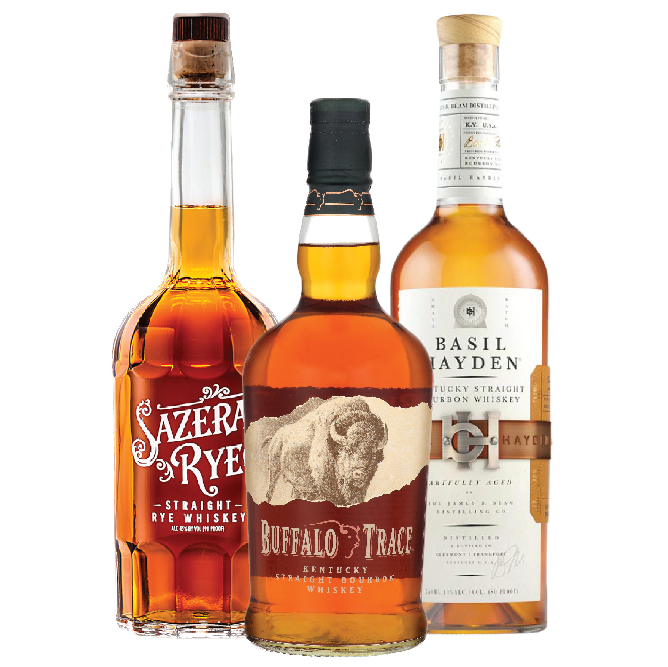 Basil Hayden's Bourbon, Buffalo Trace Kentucky Straight Bourbon Whiskey, Sazerac Rye Whiskey - Liquor Bar Delivery