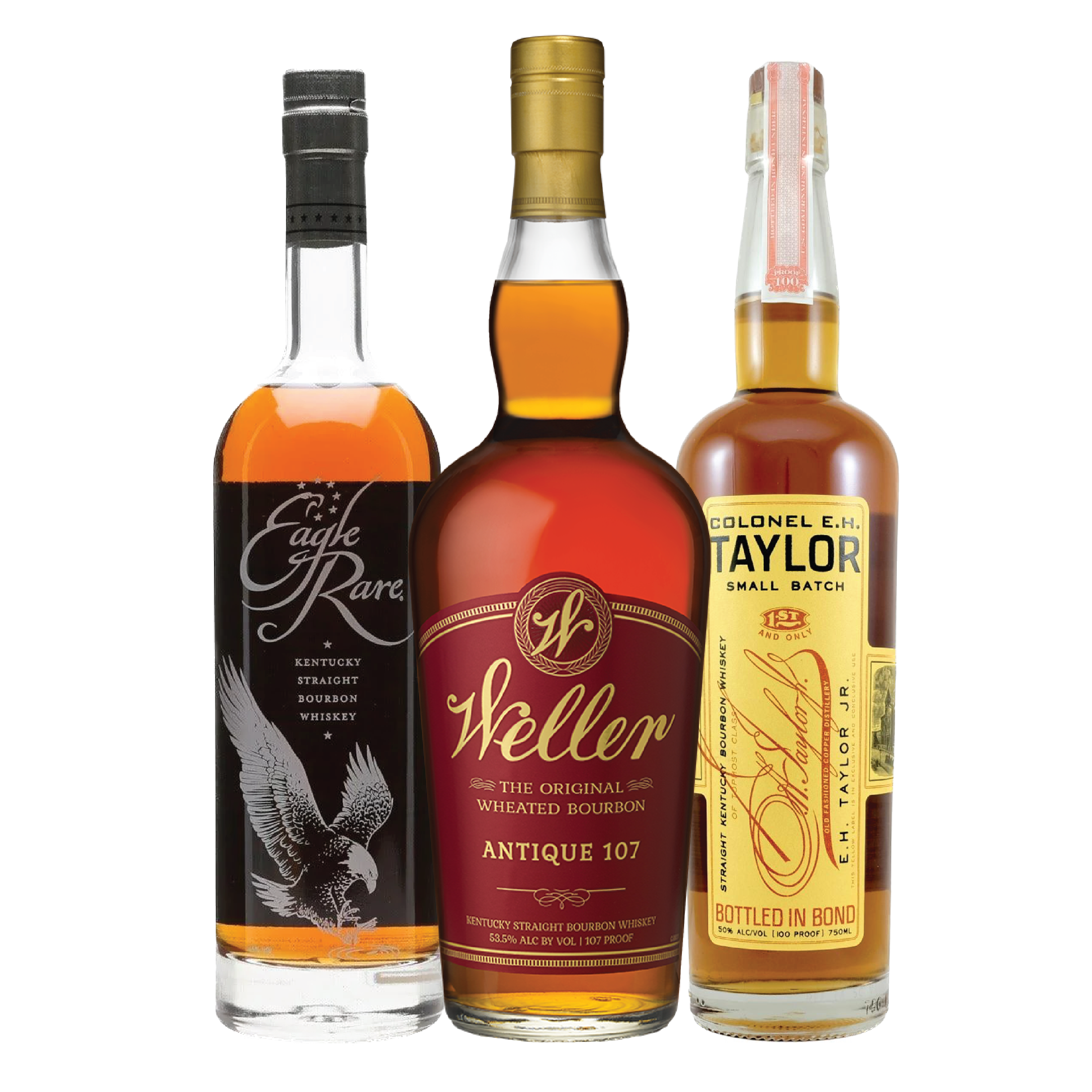 W.L. Weller 12 Year Old, Colonel E.H Taylor Small Batch and Eagle Rare Bourbon Bundle - Liquor Bar Delivery