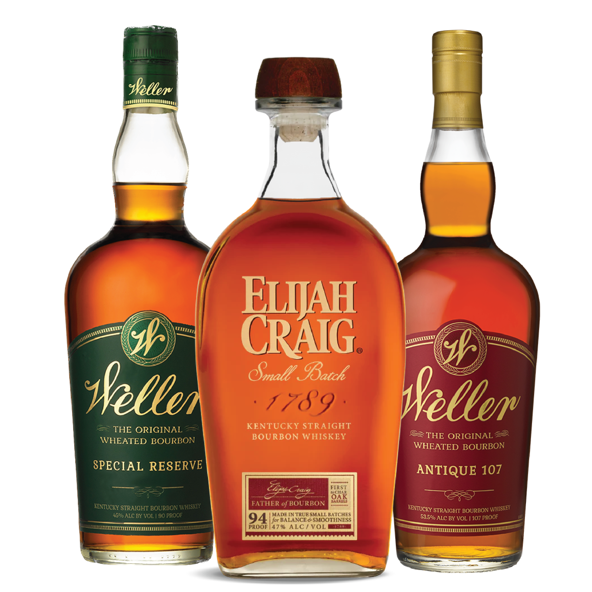 Weller Special Reserve, Weller Antique 107, Elijah Craig Barrel Proof Bundle - Liquor Bar delivery