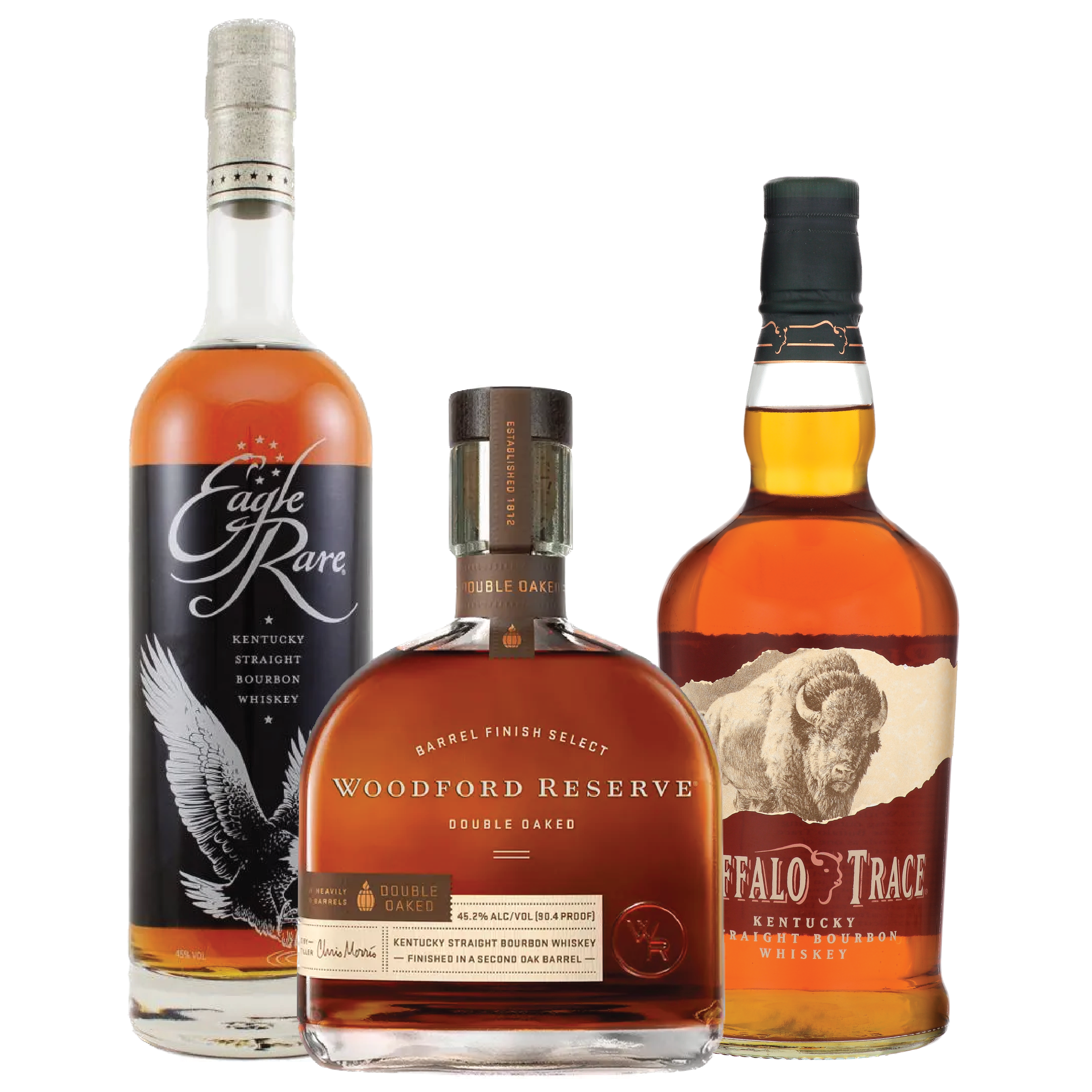 Woodford Reserve Double Oaked Bourbon, Eagle Rare Bourbon, Buffalo Trace - Liquor Bar Delivery